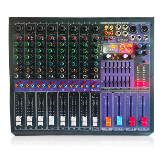 TX-802FX professional audio mixer with USB bluetooth 8channels studio equipment