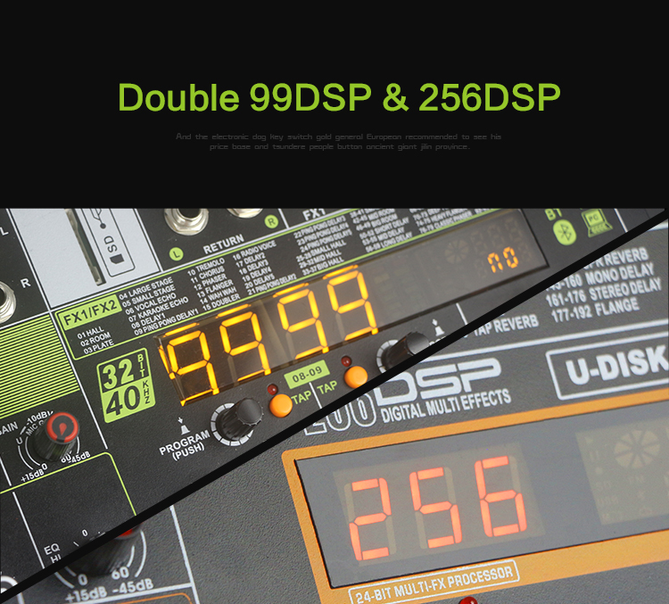 Professional digital echo mixer with 256dsp audio mixer
