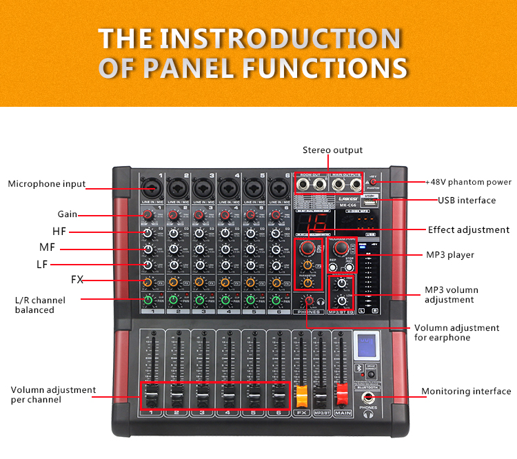 Professional audio mixer digital console with 16DSP