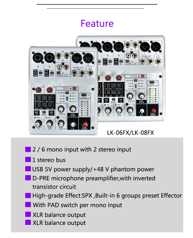 Wholesale Mini DJ Mixer with USB for 5V power supply Audio Mini Mixer Price