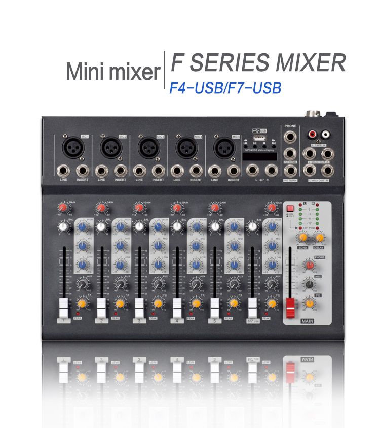 Mini Audio Mixer with USB/factory supply mixing console professional