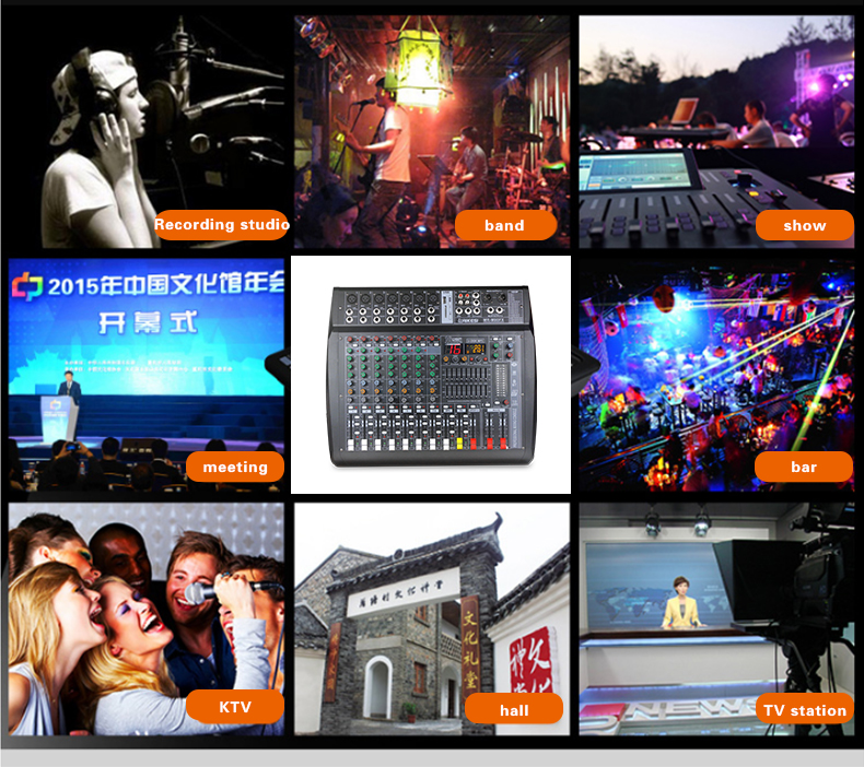 New Design Music Equipment Studio Professional Audio mixer 8 channel dj mixer console
