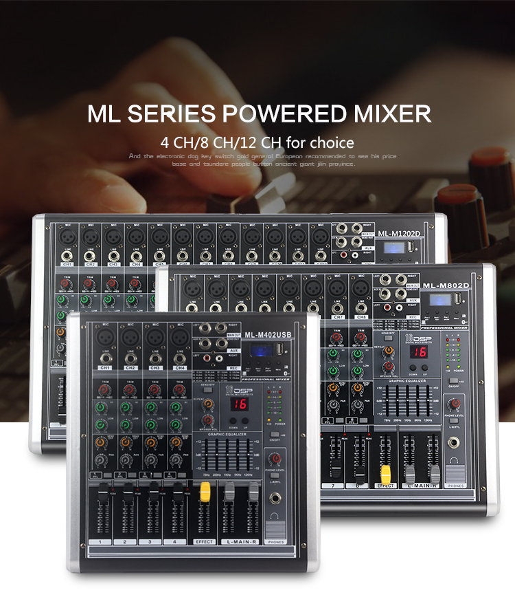 High Quality Mini 4 Channel Sound Mixer Console USB Audio Mixer power mixer