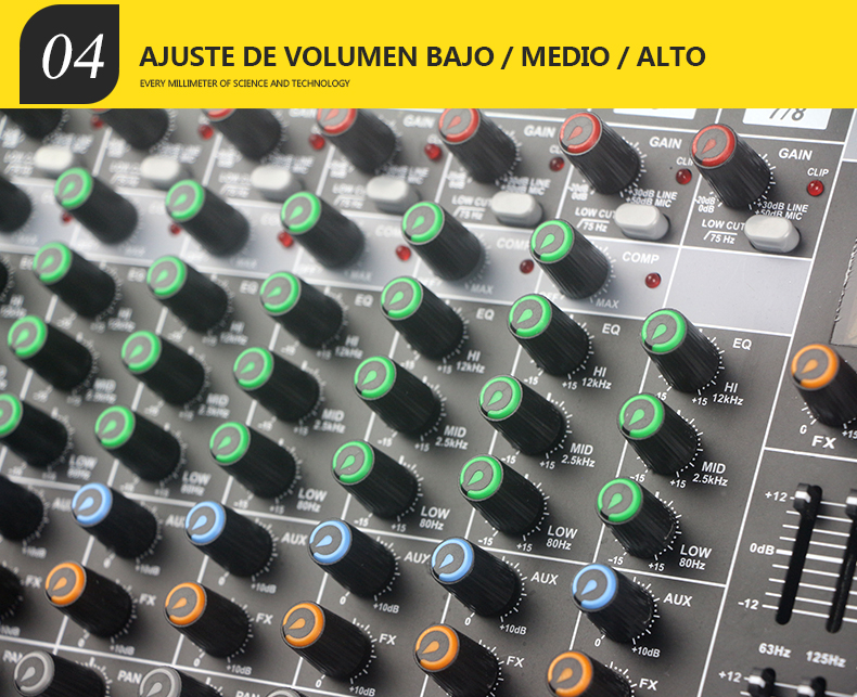 8 channels Consola de Audio professional 16DSP usb mixer