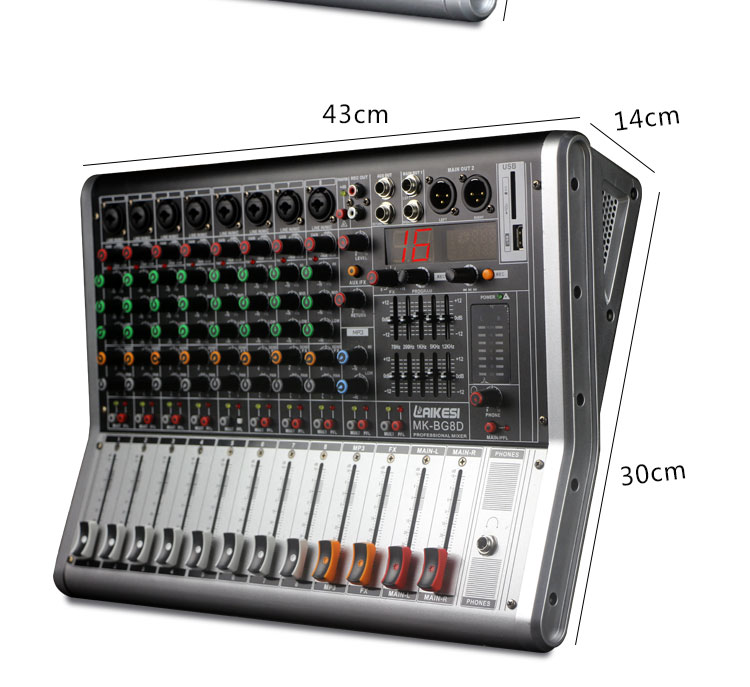 Professional Audio Amplifier Mixer with USB MP3 Player 8 channels input
