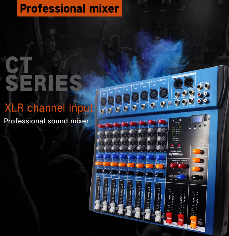 Professional 4/6/8/12/16 channel mixer sound from china audio mixer sound factory