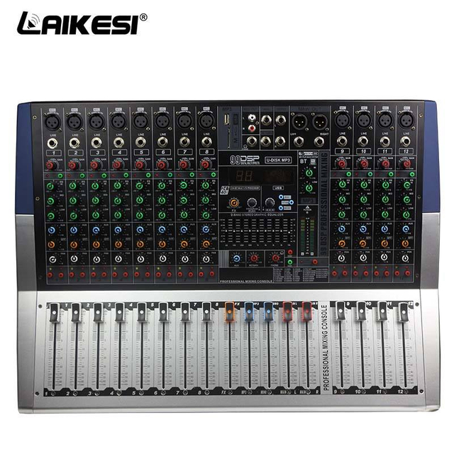 LAIKESI 12channel audio powered amplifier mixer with wireless contact