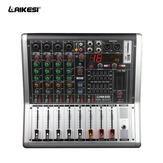 High Quality 4 channel dj mixer with 99DSP/4 channel audio mixer